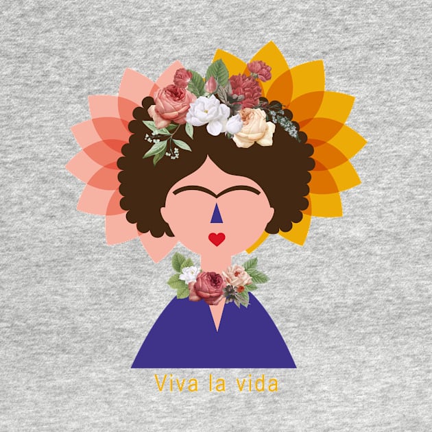 Funny tshirt, cute Frida kahlo feminist, feminism portrait, mexican painter colorful flowers viva la vida by sugarcloudlb-studio